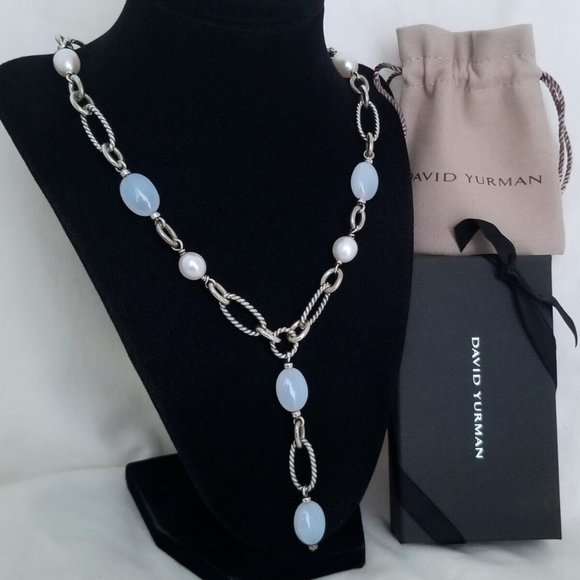 SOLD - DAVID YURMAN *RARE* Lavender Chalcedony & Pearl Y Necklace - MINT! $1750 - Picture 3 of 6